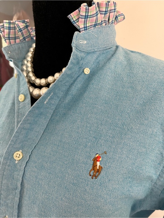 Ralph Lauren Tops - Ralph Lauren Lt. Blue Button-Down Oxford Shirt with Ruffle Collar